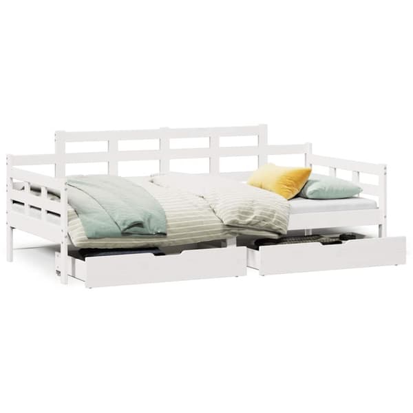 Dagbädd med lådor vit 80x200 cm massiv furu