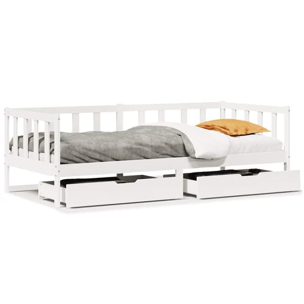 Dagbädd med lådor vit 90x200 cm massiv furu