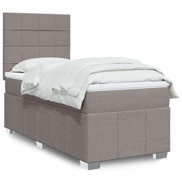 Ramsäng med madrass taupe 100x200 cm tyg