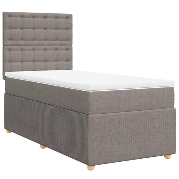 Ramsäng med madrass taupe 90x200 cm tyg