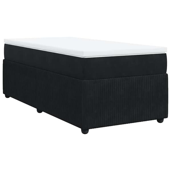 Ramsäng med madrass svart 90x200 cm sammet