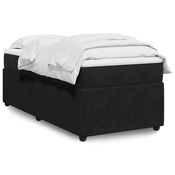 Ramsäng med madrass svart 90x200 cm sammet