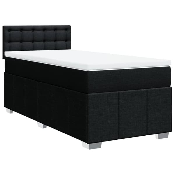 Ramsäng med madrass svart 80x200 cm tyg