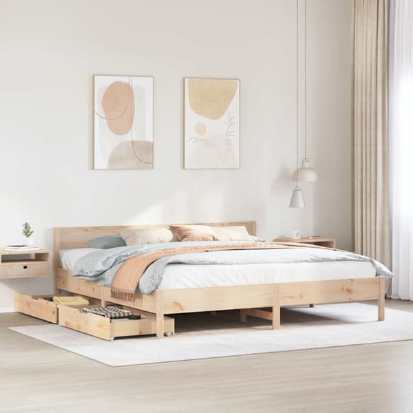 Sängram utan madrass 180x200 cm massiv furu