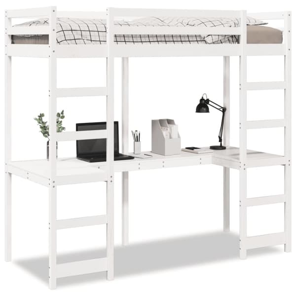 Loftsäng utan madrass vit 75x190 cm massiv furu