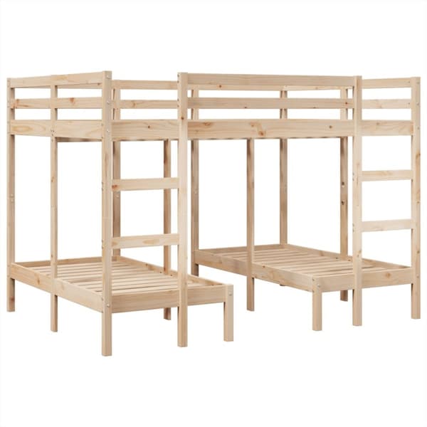 Våningssäng 3 platser 140x200/70x140 cm massiv furu