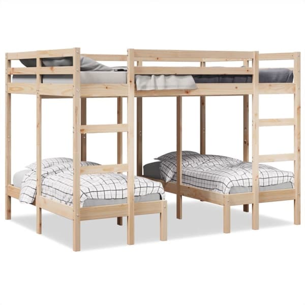 Våningssäng 3 platser 140x200/70x140 cm massiv furu