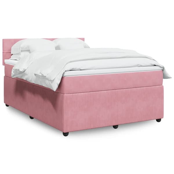 Ramsäng med madrass rosa 140x200 cm sammet