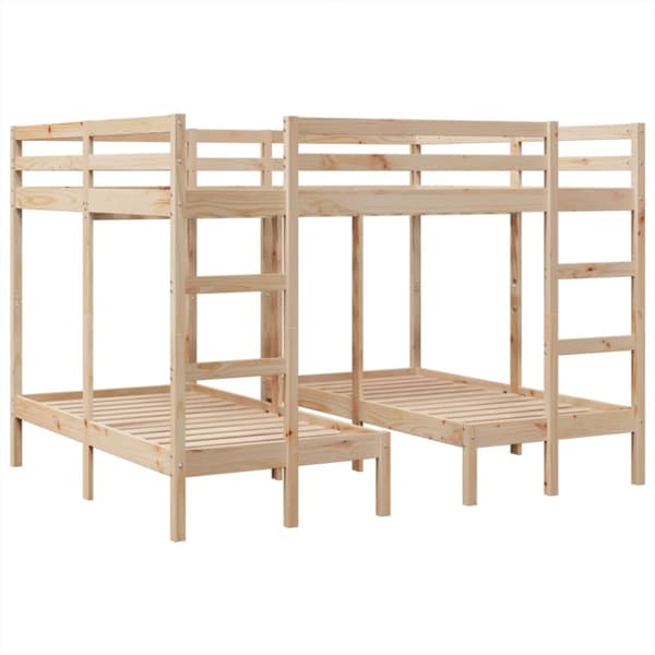 Våningssäng 3 platser 140x200/70x140 cm massiv furu
