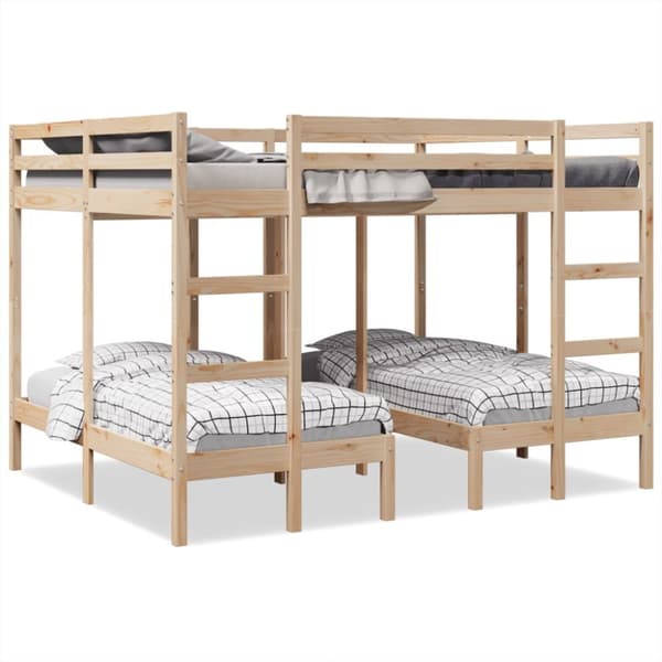 Våningssäng 3 platser 140x200/70x140 cm massiv furu