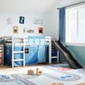 Miniatyrbild 1 av 2: Loftsäng med rutschkana blå 80x200 cm massiv furu
