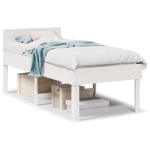 Sängram utan madrass vit 80x200 cm massiv furu