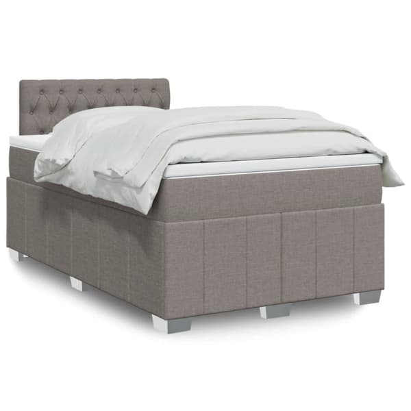 Ramsäng med madrass taupe 120x200 cm tyg