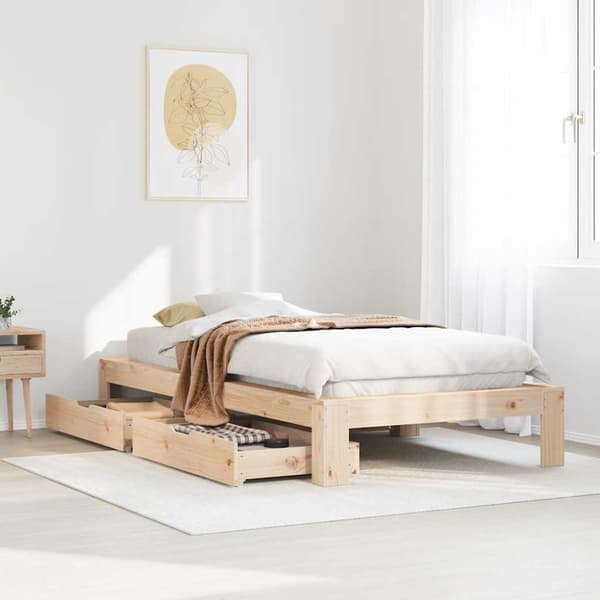 Sängram utan madrass 90x190 cm massiv furu