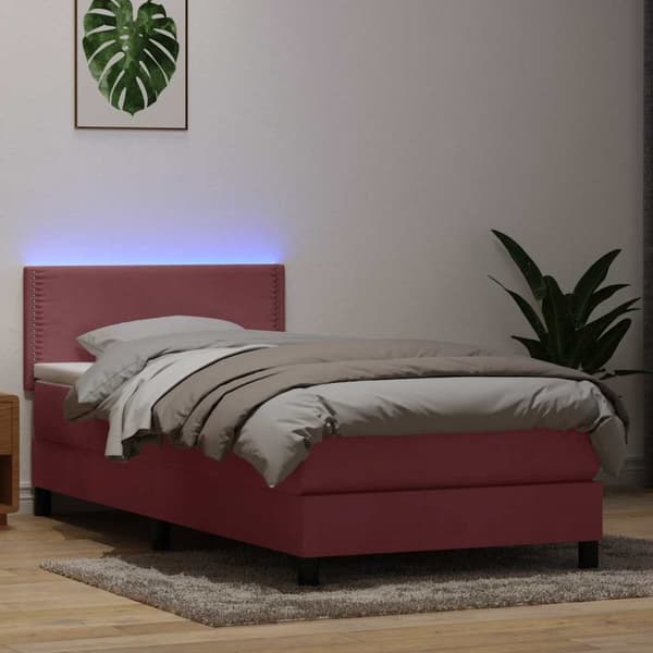 Ramsäng med madrass rosa 80x220 cm sammet
