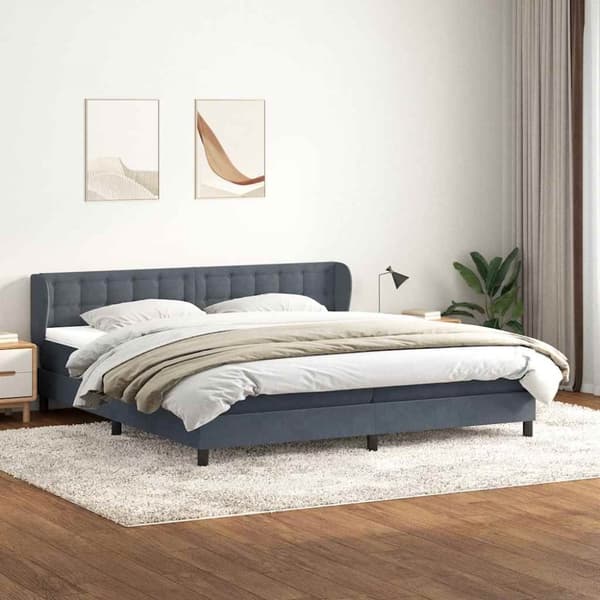 Resårsäng med madrasser mörkgrå 200x210 cm sammet