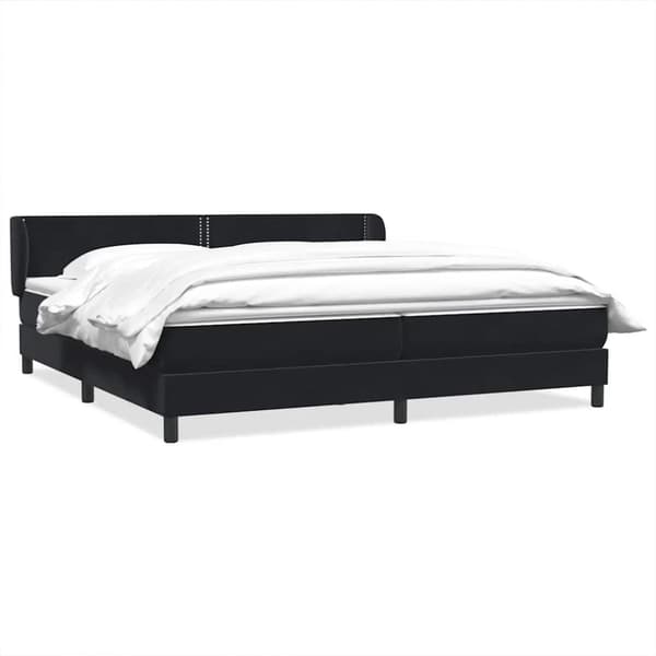 Resårsäng med madrasser svart 200x210 cm sammet