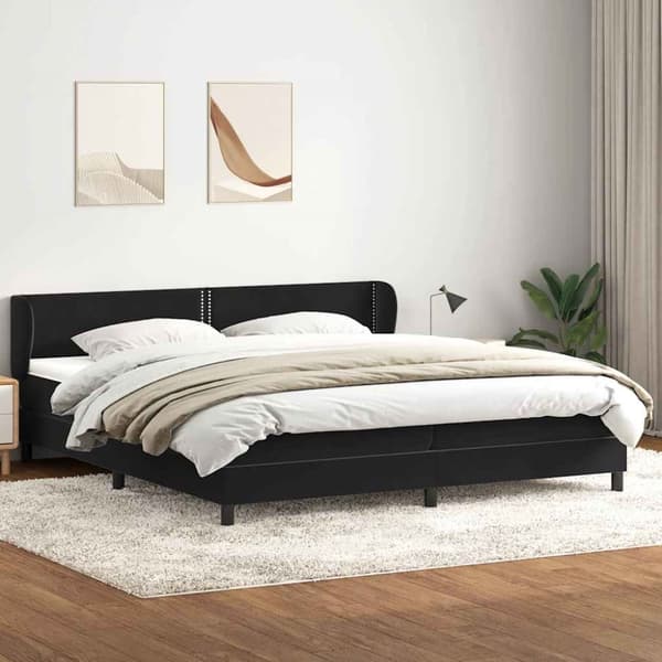 Resårsäng med madrasser svart 200x210 cm sammet