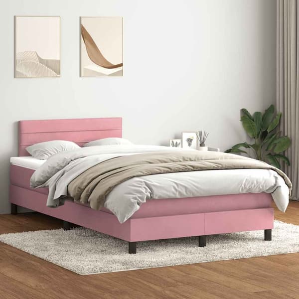 Ramsäng med madrass rosa 120x220 cm sammet