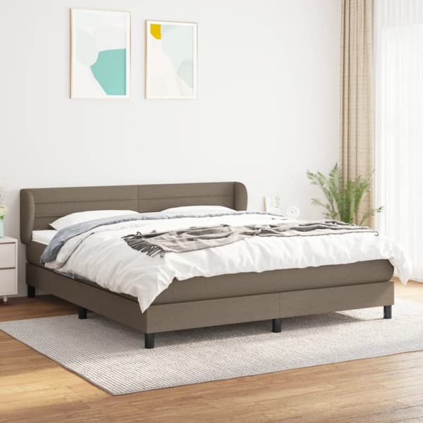 Ramsäng med madrass taupe 180x200 cm tyg