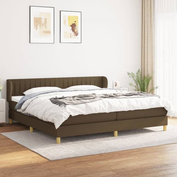 Ramsäng med madrass mörkbrun 200x200 cm tyg