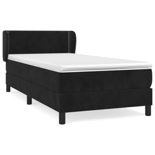Ramsäng med madrass svart 90x190 cm sammet