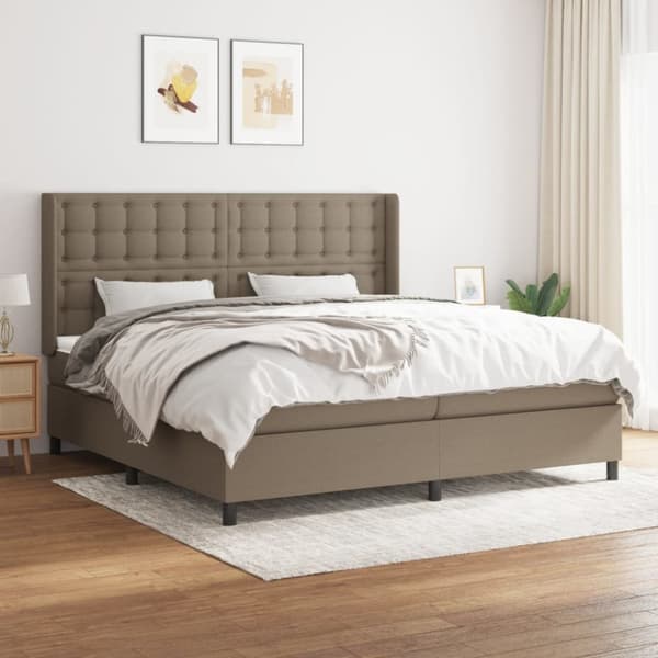 Ramsäng med madrass taupe 200x200 cm tyg