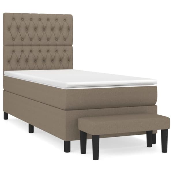 Ramsäng med madrass taupe 100x200 cm tyg