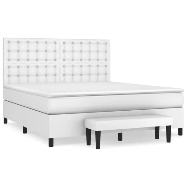 Ramsäng med madrass vit 180x200 cm konstläder