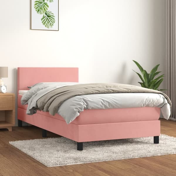 Ramsäng med madrass rosa 80x200 cm sammet