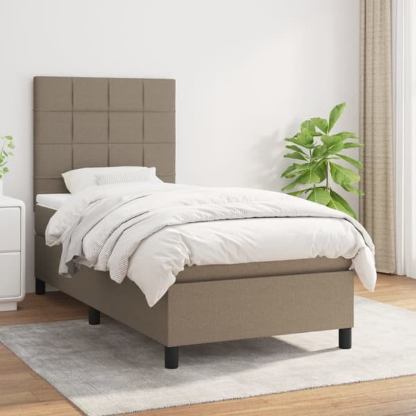 Ramsäng med madrass taupe 100x200 cm tyg