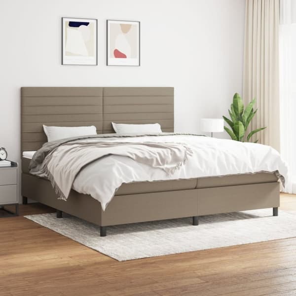 Ramsäng med madrass taupe 200x200 cm tyg