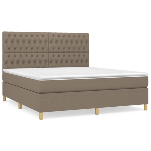 Ramsäng med madrass taupe 180x200 cm tyg