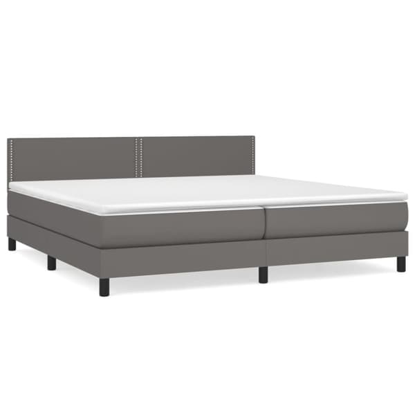 Ramsäng med madrass grå 200x200 cm konstläder