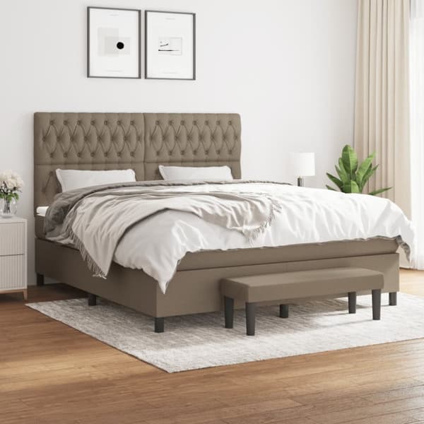 Ramsäng med madrass taupe 180x200 cm tyg