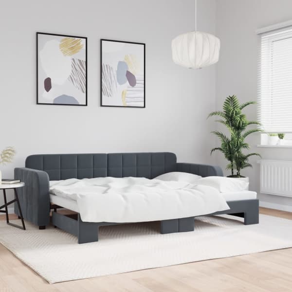 Dagbädd utdragbar mörkgrå 80x200 cm sammet