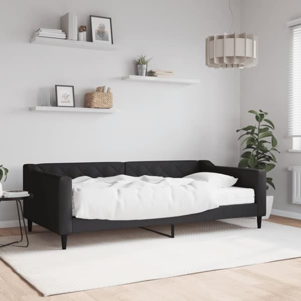 Dagbädd med madrass svart 100x200 cm tyg