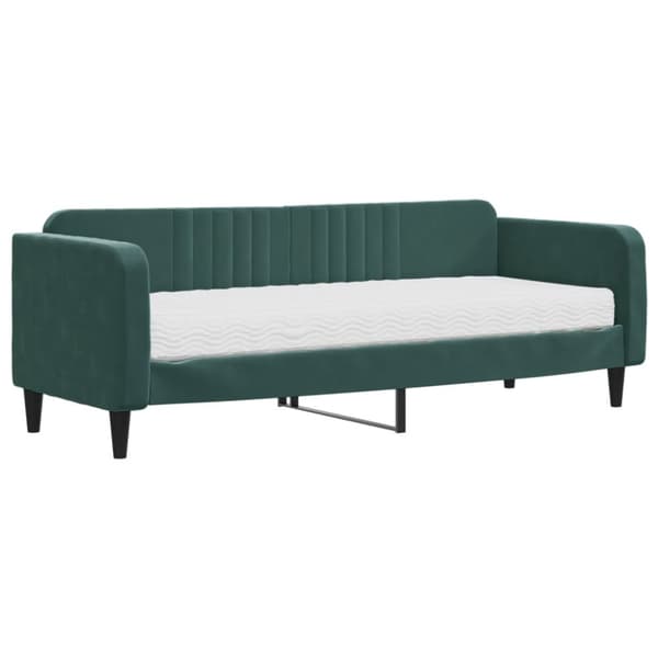 Dagbädd med madrass mörkgrön 80x200 cm sammet