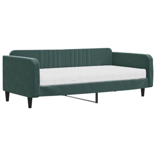Dagbädd med madrass mörkgrön 100x200 cm sammet