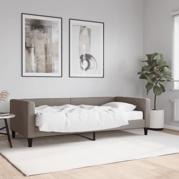 Dagbädd med madrass taupe 90x200 cm tyg