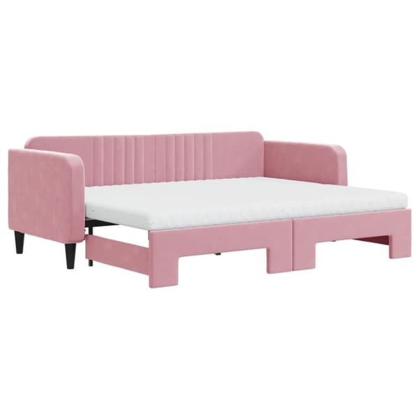 Dagbädd utdragbar med madrasser rosa 80x200 cm sammet