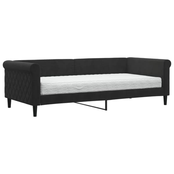 Dagbädd med madrass svart 90x200 cm sammet