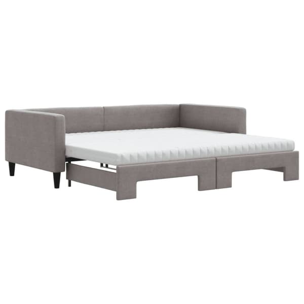Dagbädd med extrabädd och madrasser taupe 100x200 cm tyg