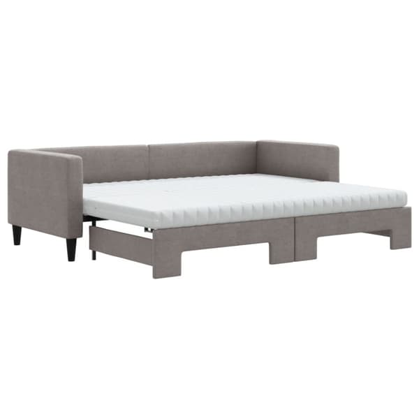 Dagbädd med madrasser utdragbar taupe 80x200 cm tyg