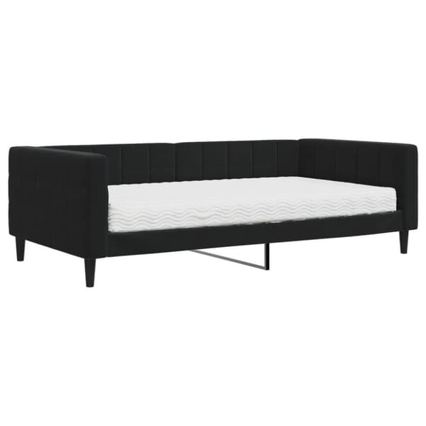 Dagbädd med madrass svart 100x200 cm sammet