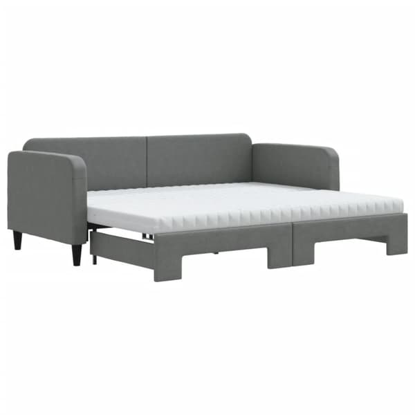 Dagbädd med extrabädd och madrasser mörkgrå 90x190 cm tyg