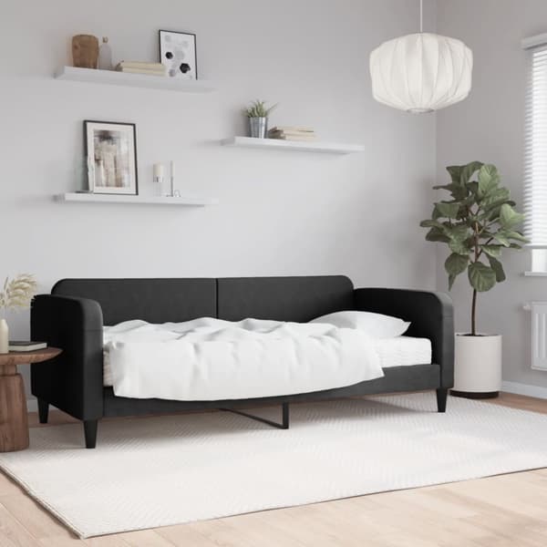 Dagbädd med madrass svart 80x200 cm tyg