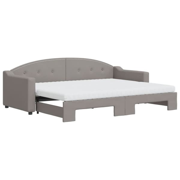 Dagbädd med madrasser utdragbar taupe 80x200 cm tyg