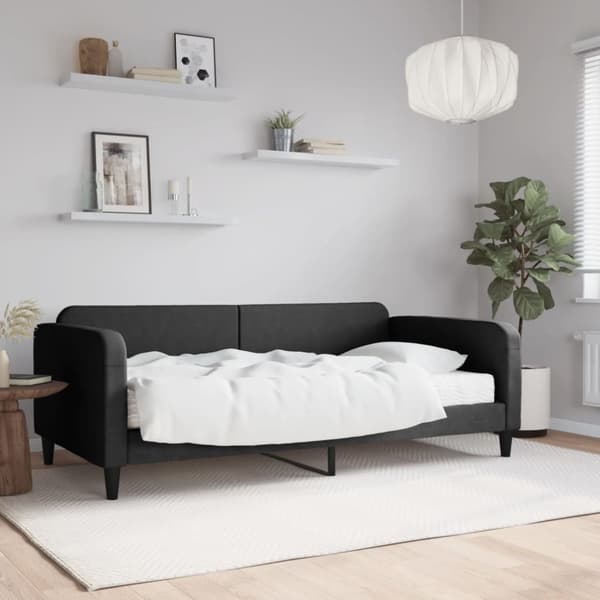 Dagbädd med madrass svart 100x200 cm tyg