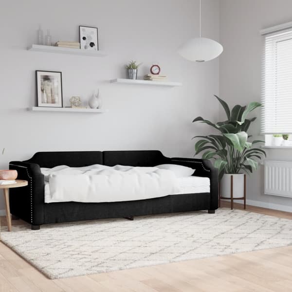 Dagbädd med madrass svart 90x190 cm tyg